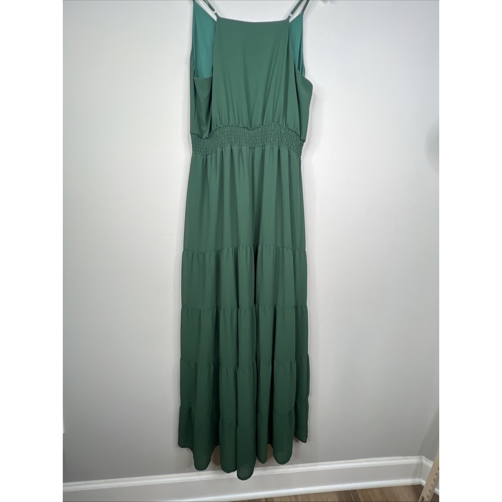 prettygarden tiered maxi halter dress green L - Picture 2 of 9